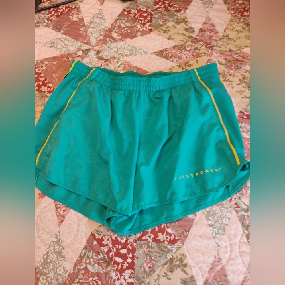 Nike Teal and Yellow Athletic Shorts